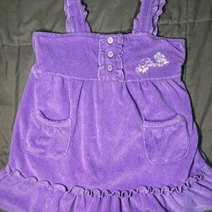 Disney Princess Y2K Vintage Terrycloth Cover Up Dress 3T Purple Embroidered